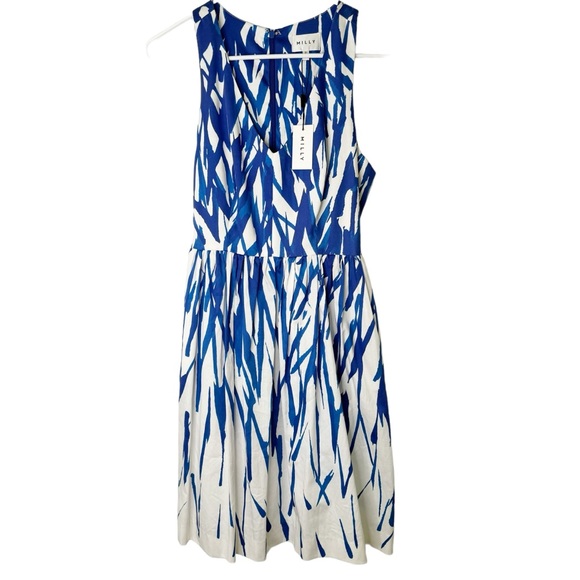 NWT MILLY Isadora A-Line Brushstroke Dress Blue White Size 2 - Picture 6 of 14